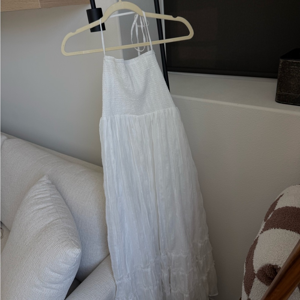White Halter Maxi Dress